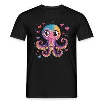Pieuvre avec des cœurs - T-shirt homme - noir - Devant - AI Model Male 178 light (178cm)