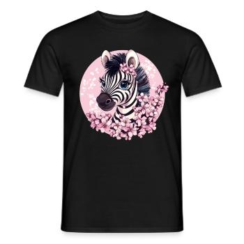 Zebra with cherry blossoms - Men's T-Shirt - black - Front - AI Model Male 178 light (178cm)