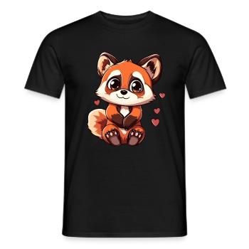 Style de dessin animé panda roux - T-shirt homme - noir - Devant - AI Model Male 178 light (178cm)