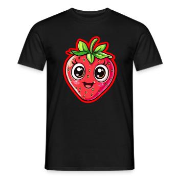Visage de fraise heureux - T-shirt homme - noir - Devant - AI Model Male 178 light (178cm)