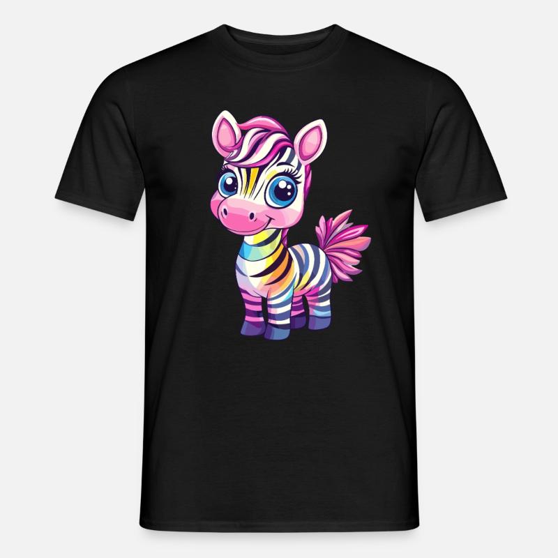Regenbogen Zebra Kindermotiv - Männer T-Shirt - Schwarz