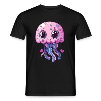 Méduse Kawaii Rose - T-shirt homme - noir - Devant - AI Model Male 178 light (178cm)