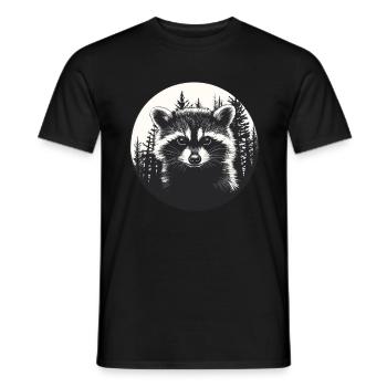 Raccoon in the forest district - Men's T-Shirt - black - Front - AI Model Male 178 light (178cm)