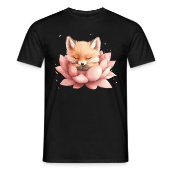 Fox sleeps in bloom - Men's T-Shirt - black - Front - AI Model Male 178 light (178cm)
