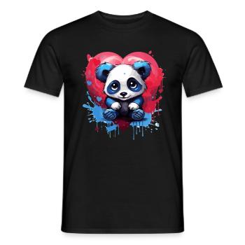 Panda mit Herz-Hintergrund - Männer T-Shirt - Schwarz - Vorne - AI Model Male 178 light (178cm)