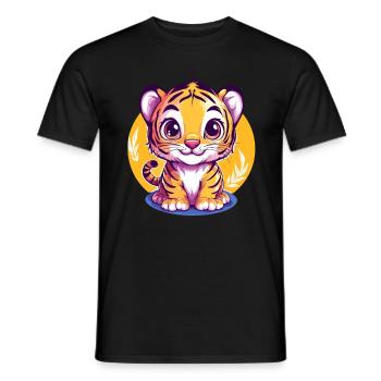 Cute tiger baby - Men's T-Shirt - black - Front - AI Model Male 178 light (178cm)