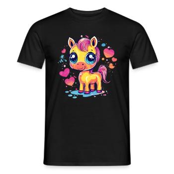Buntes Pony mit Herzen - Männer T-Shirt - Schwarz - Vorne - AI Model Male 178 light (178cm)