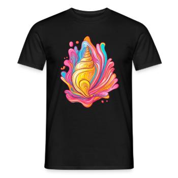 Bunte Muschel im Splash - Männer T-Shirt - Schwarz - Vorne - AI Model Male 178 light (178cm)