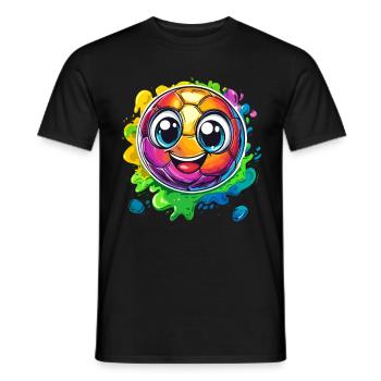 Football coloré avec un visage - T-shirt homme - noir - Devant - AI Model Male 178 light (178cm)