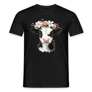 Fleur de vache avec couronne - T-shirt homme - noir - Devant - AI Model Male 178 light (178cm)