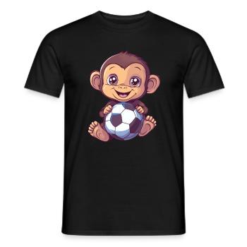 Affe mit Fußball - Männer T-Shirt - Schwarz - Vorne - AI Model Male 178 light (178cm)