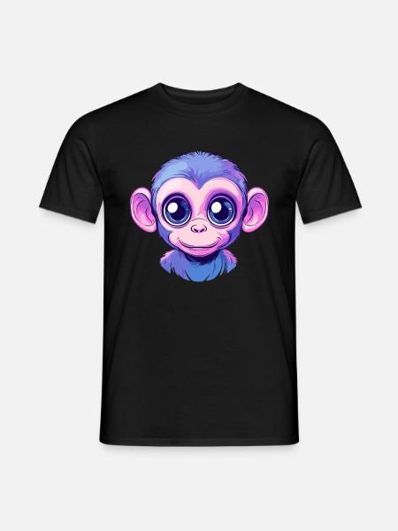 Bunter Affe Gesicht - Männer T-Shirt - Schwarz