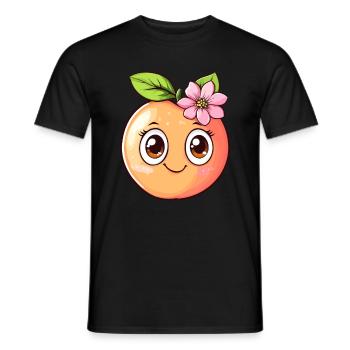 Peach with blossom - Men's T-Shirt - black - Front - AI Model Male 178 light (178cm)