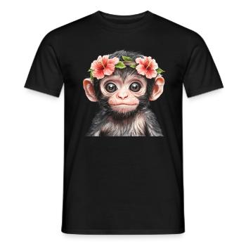 Lächelnder Babyaffe - Männer T-Shirt - Schwarz - Vorne - AI Model Male 178 light (178cm)
