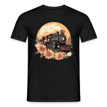 Alter Zug mit Blumen - Männer T-Shirt - Schwarz - Vorne - AI Model Male 178 light (178cm)