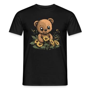 Bär mit Sonnenblumen - Männer T-Shirt - Schwarz - Vorne - AI Model Male 178 light (178cm)
