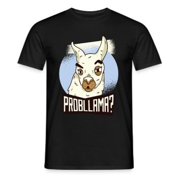 Lama Problem Lustig No Probllama Geschenk Geek Süß - Männer T-Shirt - Schwarz - Vorne - AI Model Male 178 light (178cm)
