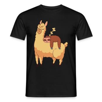 Faultier Lama Lustig Süß Faul Alpaka Geschenk - Männer T-Shirt - Schwarz - Vorne - AI Model Male 178 light (178cm)