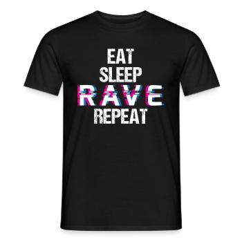 EDM Electro Music Drôle Techno Mangez Sommeil Rave - T-shirt homme - noir - Devant - AI Model Male 178 light (178cm)