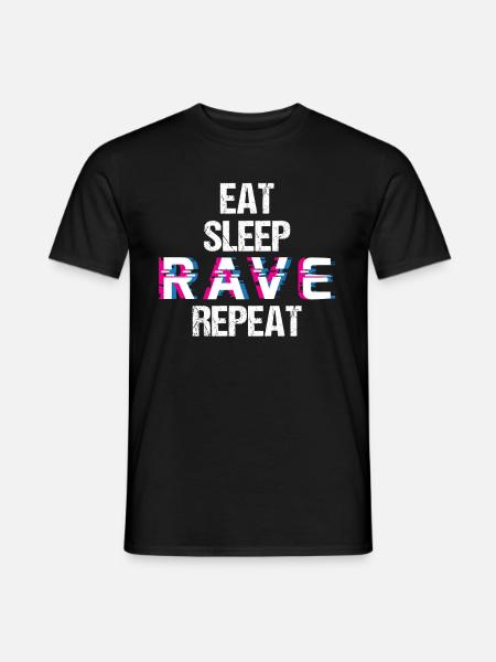 EDM Electro Music Drôle Techno Mangez Sommeil Rave - T-shirt homme - noir