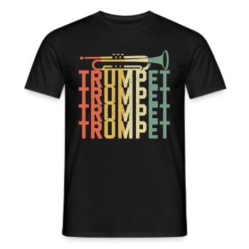 Retro Trumpeter Trumpeter gift idea Jazz - Men's T-Shirt - black - Front - AI Model Male 178 light (178cm)