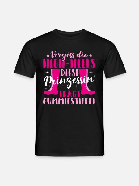 High Heels Gummistiefel Lustig Spruch Geschenk - Männer T-Shirt - Schwarz