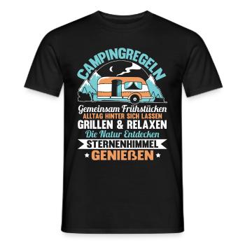 Lustig Wohnwagen Camper Regeln Spruch Geschenk - Männer T-Shirt - Schwarz - Vorne - AI Model Male 178 light (178cm)