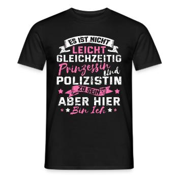 Lustig Polizistin Polizei Frau Prinzessin Geschenk - Männer T-Shirt - Schwarz - Vorne - AI Model Male 178 light (178cm)