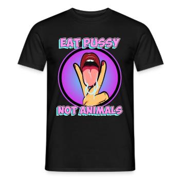 Funny Eat Pussy Not Animals cadeau de bien-être animal - T-shirt homme - noir - Devant - AI Model Male 178 light (178cm)