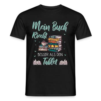 Lesen Buch Bücher Lustig Tablet Spruch Geschenk - Männer T-Shirt - Schwarz - Vorne - AI Model Male 178 light (178cm)