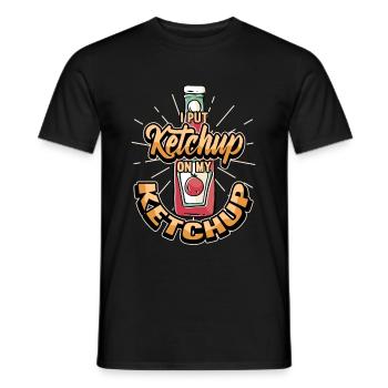 Funny ketchup fast food fries saying gift - Men's T-Shirt - black - Front - AI Model Male 178 light (178cm)