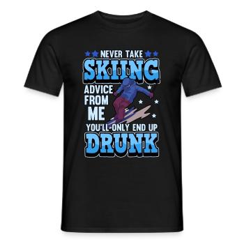 Funny ski skier mountains skiing saying gift - Men's T-Shirt - black - Front - AI Model Male 178 light (178cm)