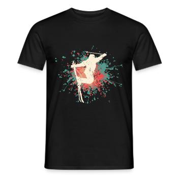 Funny ski skier mountains skiing saying gift - Men's T-Shirt - black - Front - AI Model Male 178 light (178cm)