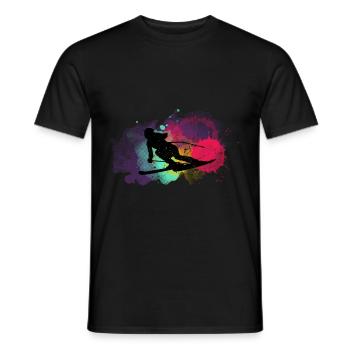 Funny ski skier mountains skiing saying gift - Men's T-Shirt - black - Front - AI Model Male 178 light (178cm)