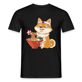 Ramen Shiba Inu Japon chien de soupe de nouilles cadeau - T-shirt homme - noir - Devant - AI Model Male 178 light (178cm)