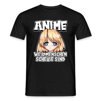 Anime weil Menschen scheiße sind Otaku Manga - Männer T-Shirt - Schwarz - Vorne - AI Model Male 178 light (178cm)