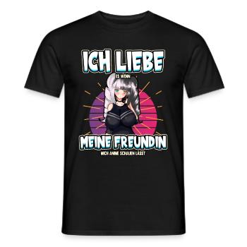 Ich liebe mein Freundin Anime Baka Otaku Manga - Männer T-Shirt - Schwarz - Vorne - AI Model Male 178 light (178cm)