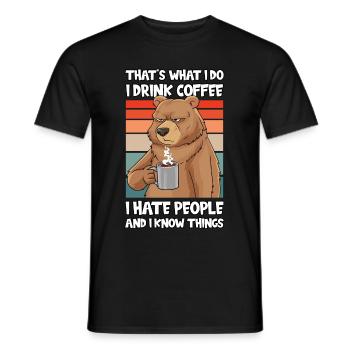 Qu’est-ce qu’i Do I Drink Coffee I Hate People Ours - T-shirt homme - noir - Devant - AI Model Male 178 light (178cm)