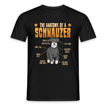 Cadeau d'anatomie pour amoureux des chiens Schnauzer - T-shirt homme - noir - Devant - AI Model Male 178 light (178cm)