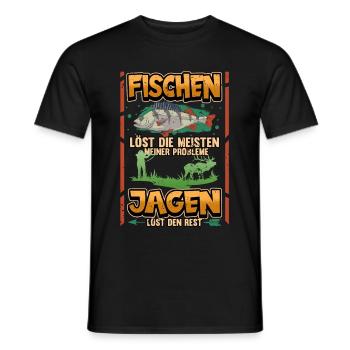 Angler Fischen Jagen Jäger Lustig Spruch Geschenk - Männer T-Shirt - Schwarz - Vorne - AI Model Male 178 light (178cm)