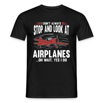 Pilot Airplane Aviation Flying Profession Funny - Men's T-Shirt - black - Front - AI Model Male 178 light (178cm)