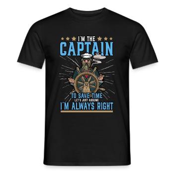 Captain Ship Boat Sailing Harbor Tour Profession - Men's T-Shirt - black - Front - AI Model Male 178 light (178cm)