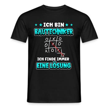 Ich bin Bautechniker ich finde immer eine Lösung - Männer T-Shirt - Schwarz - Vorne - AI Model Male 178 light (178cm)