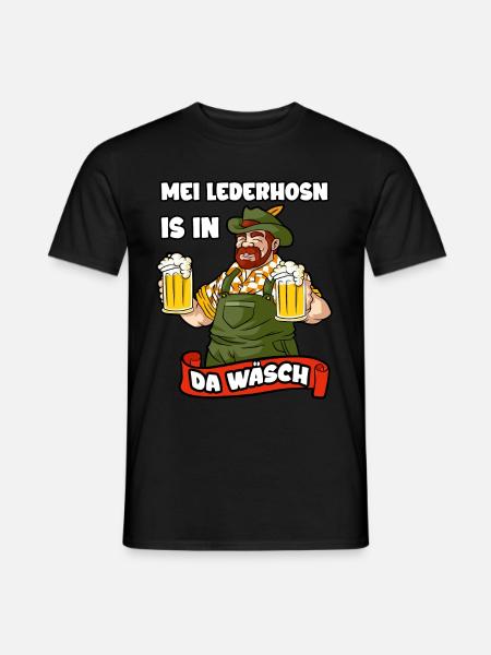 Mei Lederhosn est à da Wäsch Lederhose Tracht - T-shirt homme - noir