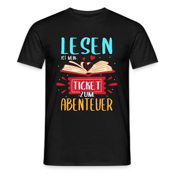 Buch Bücher Lesen ist mein Ticket zum Abenteuer - Männer T-Shirt - Schwarz - Vorne - AI Model Male 178 light (178cm)