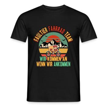 Faultier Fahrrad Team wir kommen an wenn wir - Männer T-Shirt - Schwarz - Vorne - AI Model Male 178 light (178cm)