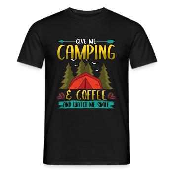 Funny Give Me Camping & Coffee Adventure Campers - Men's T-Shirt - black - Front - AI Model Male 178 light (178cm)