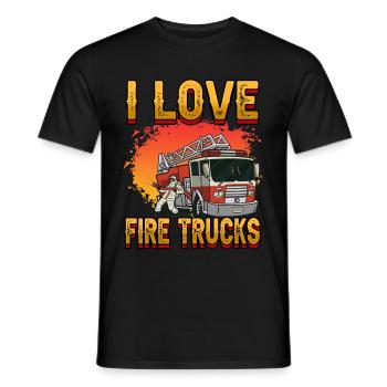 Firemen I Love Fire Trucks Firefighters Firetruck - Men's T-Shirt - black - Front - AI Model Male 178 light (178cm)