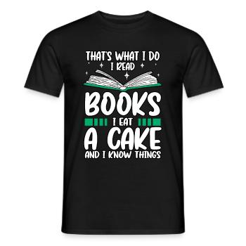 C'est drôle c'est ce que je fais Je lis des livres Je mange des gâteaux - T-shirt homme - noir - Devant - AI Model Male 178 light (178cm)