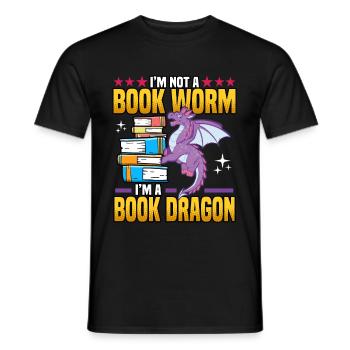 Drôle Je ne suis pas un ver de livre Je suis un livre Dragon Nerds - T-shirt homme - noir - Devant - AI Model Male 178 light (178cm)
